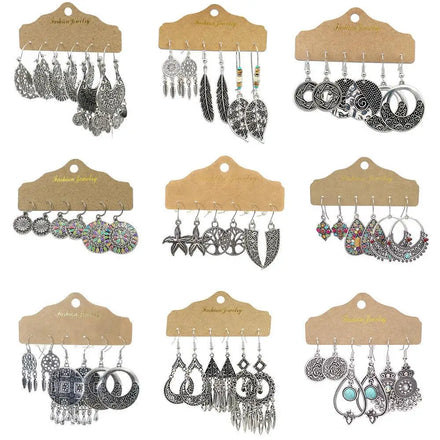2022 Wholesale Boho Set of 3 Tassel Earrings Women Ethnic Style Designer Fashion Jewelry Earrings