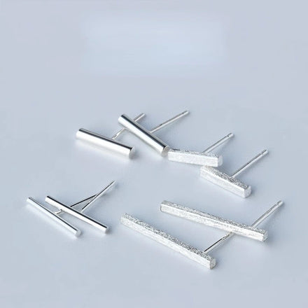 925 Sterling Silver Minimalist Designer Earring Cylinder Rectangular Stud Earrings Jewelry Solid Fashion Earrings