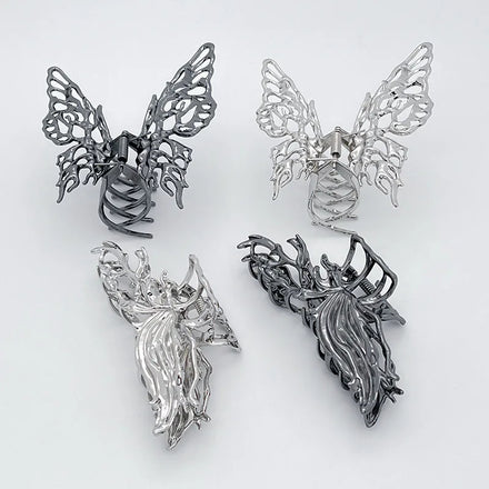 Liquid Metal Pattern Zinc Alloy Filigree Butterfly Hair Claws Clips Vine Hair Claws Hairpins for Womens