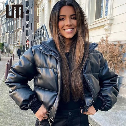 OEM New Winter Streetwear Women Casual Long Sleeve Zipper Jacket Crop Top Coats