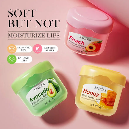 Private Label SADOER Natural Lip Care Honey Avocado Peach Extract Moisture Lip Balm