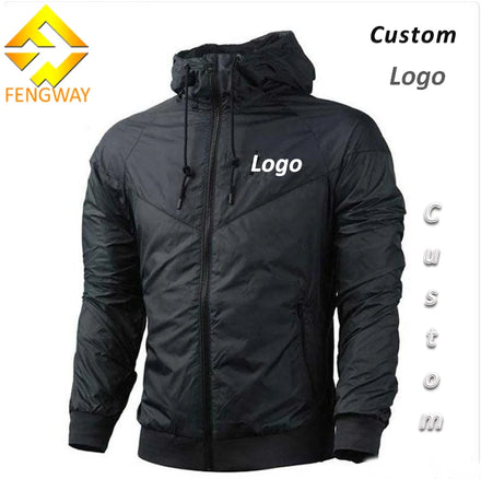 Puffer Jacket Men Fengway Custom Sport Casual Mens Windbreaker Jacket Thin Zipper Hoodie Outdoor Rain Men Waterproof Jacket