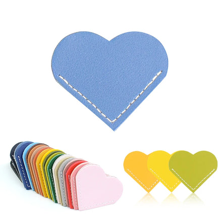Custom logo Heart-Shaped Page Corner Cute Handmade Leather Corner Bookmark in 18 Colors for Book Notebooks Novels