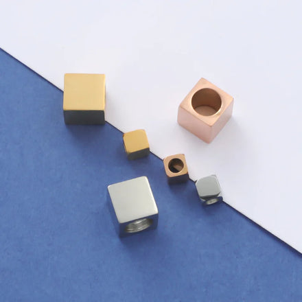 4mm 7mm Mirror Polished Stainless Steel Square Round Corner Spacer Beads for DIY Jewelry Making Large Hole Pendant Charms