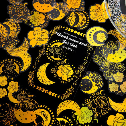 45Pieces/Pack Pet Laser Gold Stickers Fantasy Hand Account Stitching Stickers Material Stickers Decorative Painting 6 Models