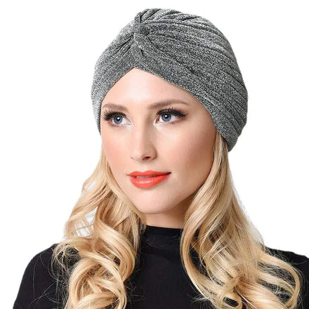 Wholesale Women Knotted Sleep Plain Cancer Chemo Cap Muslim Indian Hat Shiny Twist Turban for Women