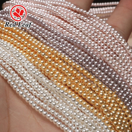 Redleaf Natural 2.3mm Round Shell Pearl Strand Colored Loose Pearls for Jewelry Making