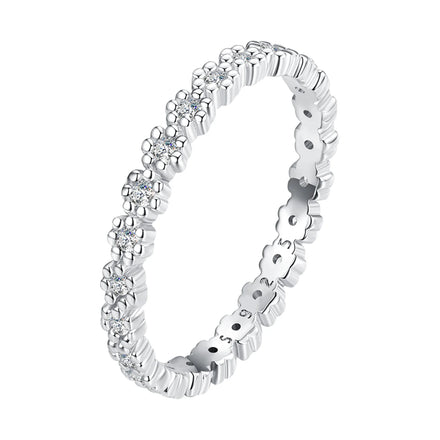 Factory 925 Sterling Silver Clear Zircon Wreath Finger Ring Flower Rings for Women Birthday Gift Fashion Fine Jewelry BSR346