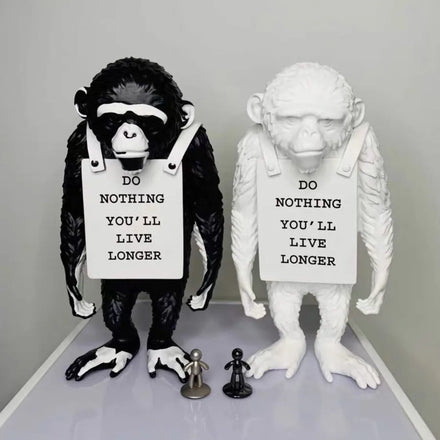 Simple and Trendy Banksy Co-branded Doll Orangutan Sculpture Home Decor Resin Crafts 36cm Monkey Sign Figure