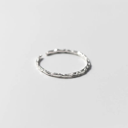 925 Sterling Silver Small Delicate Texture Thin Stackable Open Ring for Girls