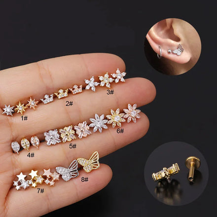 Stud Cartilage Ear Piercings Body Jewelry for Women Men Wholesales Steel 16G Tragus Helix Bar 3mm Ball Labret Lip Bar Rings