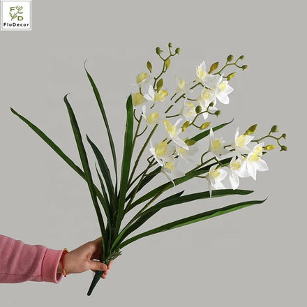 Hot Sale Wholesale Artificial Real Touch Cymbidium Orchids Flower for Home Table Centerpiece Wedding Decor