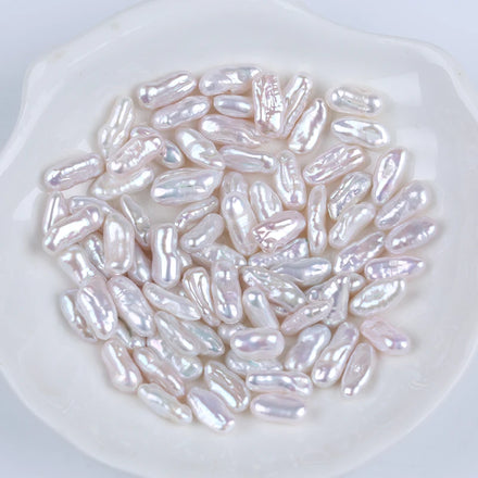 Zhuji 5-7mm*10-15mm Small Size Natural White Biwa Shape Loose Freshwater Pearl