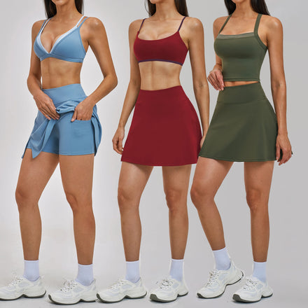 YIYI European Breathable Soft Gym Athletic Sets High Stretchy Skirts Sets Women Sports Fitness Yoga Wear