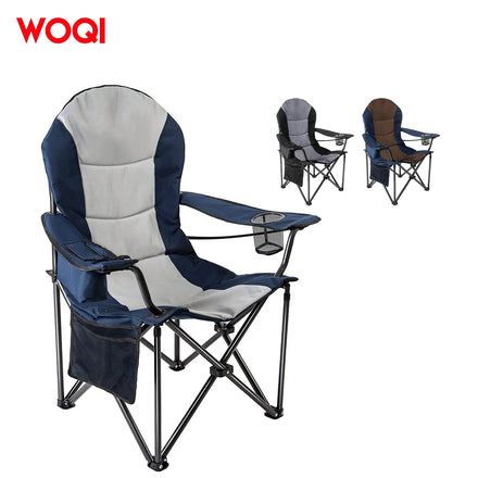 WOQI Lightweight Portable Beach Picnic Seat Fishing Iron Folding Outdoor Camping Chair with Armrest