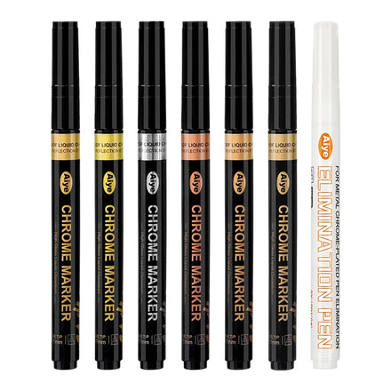 6colors 0.7mm Nib Chrome Paint Marker Pens Waterproof Permanent Art Marker Pen Set for Rock Painting Ceramic Metal Paper
