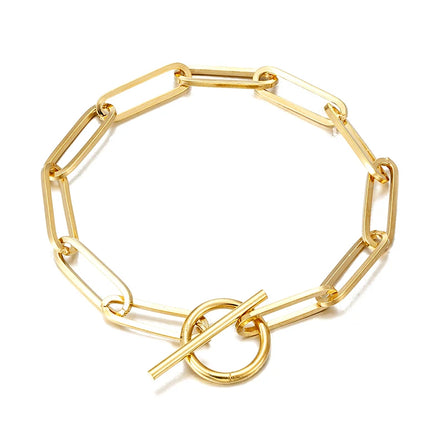 2025 Latest Design Elegant 925 Sterling Silver Chunky T-Bar Chain Bracelet Gold Plated Punk Religious Style for Weddings Gifts
