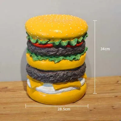 Dropshipping Creative Personality Shoe Changing Stool Hamburger Model Home Decoration Props Resin Craft Hamburger Stool