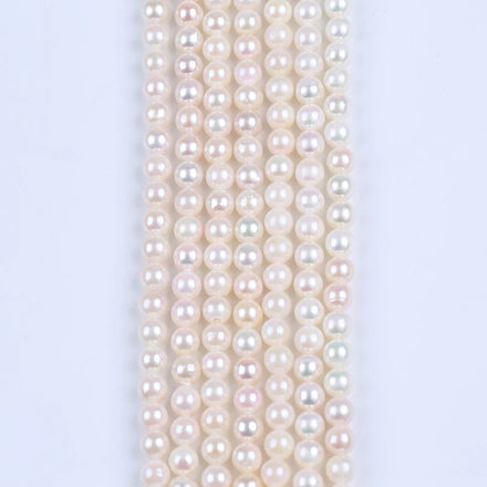 Wholesale Third Party Certified Natural White Akoya Seawater 5.5-6mm Potato Shape Grade a Pearl Strand