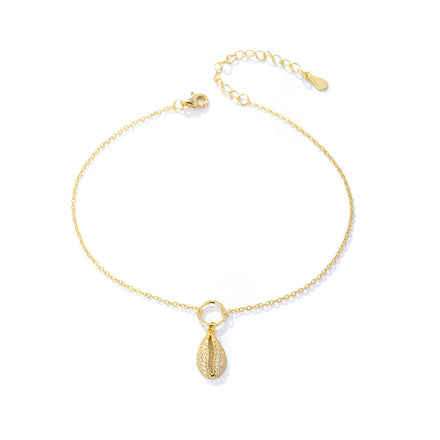 Peishang INS Minimalist Simple Trendy Boho Chain Anklets Cubic Zirconia Cute Adjustable Charm Anklets S925 Silver Jewelry