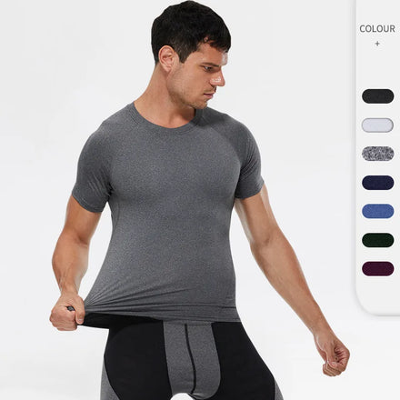 A128 Summer Men's Solid Color Spandex/Polyester Quick-Drying Breathable Crew Neck Sublimation Printed Seamed Sports Loose