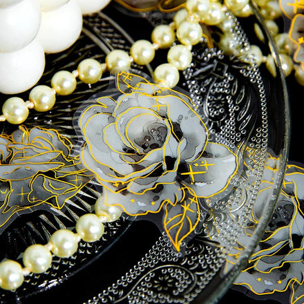 30Pieces/Pack Pet Gold Foil Stickers Pack Florescence Series Plant Vintage Flower Decorative Collage Notebook 4 Models