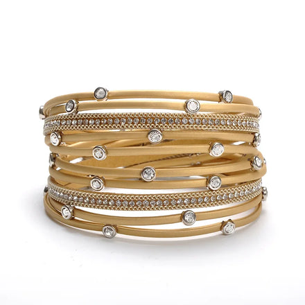 Women Leather Wrap Bracelet Stud Beads Crystal Cuff Bracelets Jewelry for Ladies Girls