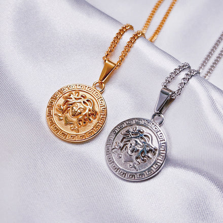 Titanium Steel Ancient Greece Medusa Woman Necklaces Trendy Gold Mythology Necklace Medusa Gorgon Necklace Tarnish Free Jewelry