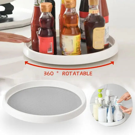 Multifunctional Rotating Shelf for Kitchen Spice Condiment Storage Turntable Seasoning Bottle Rack Storage Box Made Plastic