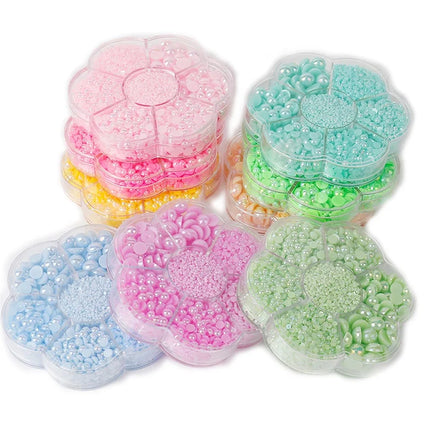 Semi-circular Mix Size ABS Pearl for Beaded Accessories a Set Box of AB Color 2800pcs