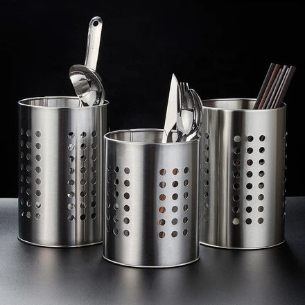 Stainless Steel Utensil Holder Utility Sturdy Stainless Silverware Holder for Kitchen Home and Office