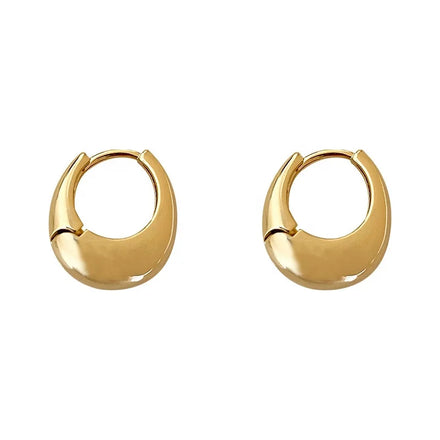 Fashion Luxury Small Thick Gold Ear Rings Chunky Hoop Earrings Lightweight Hang Loop Piercing Circle Earring for Women