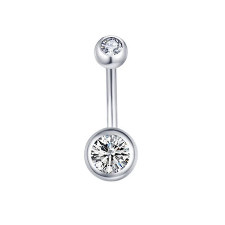 Factory Supply Hypoallergenic Reaction 316 Stainless Steel Colored Cubic Zircon Belly Ring Stud for Women