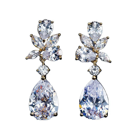 Luxury Fashion Ladies AAA Grade Zircon Custom Jewelry Full Diamond Crystal studded Wedding Earrings