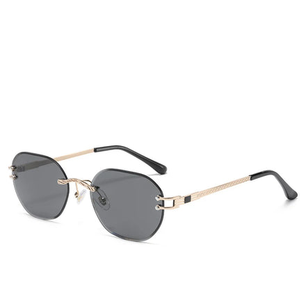 Sunway Eyewear New Designer Metal Polygonal Shades Women Ladies Trending Sun Glasses Small Frameless Rimless Sunglasses