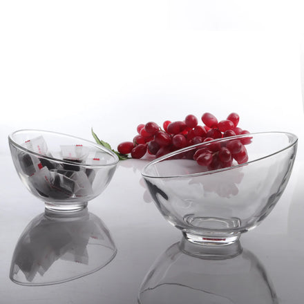 Durable Oblique Mouth Sunflower Seeds Vegetable Glass Bowl Simple Glass Bowl for Home Use