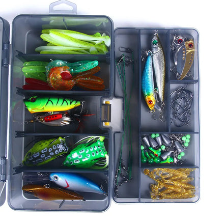 Wholesale Box031 Combo 99pcs/box Multi Sizes Crankbait Minnow Popper Pencil VIB Frog Soft Bait Jig Fishing Tackle Lures Set