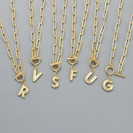 Wholesale Fashion Gold Plated Initial Letter Necklace Fine Jewelry Necklace 18k Gold Plated Necklace for Women