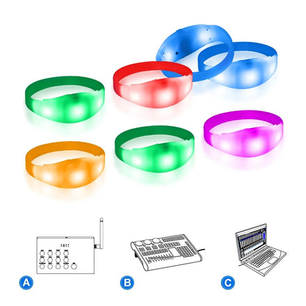 Wedding Favors Gifts Remote Controlled Custom LED Bracelet Laptop/DMX512 Control Programmable LED Colors 200-300m Range 4-8