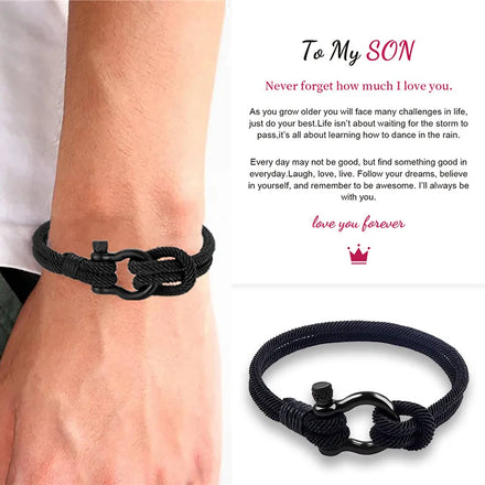 Hot Selling Braided Rope Bracelet Stainless Steel Horseshoe Bow Buckle Bracelet Milan Rope Bracelet for Men