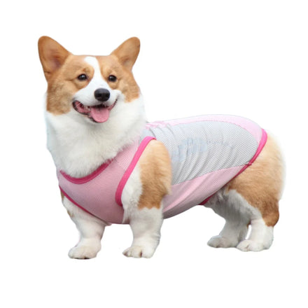 OEM ODM Wholesale Corgi Cute Breathable Polyester Reflective Pattern Vest Dog Clothing Shirts Summer Ins Style Pet Clothing