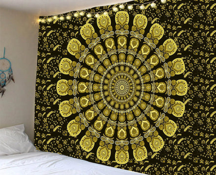 Indian Handmade Mandala Custom Printed Tapestry Wall Hanging Sandy Beach Throw Rug Blanket for Living Room Bedroom