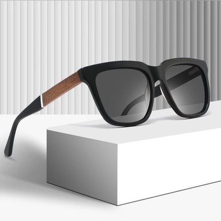 CONCHEN Trend Glasses Squared Women Man Custom Wooden Acetate Frame Sunglass
