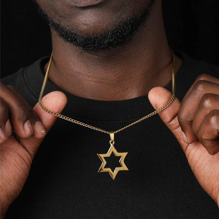 18K Gold Plated Hollow Six Pointed Megan Star of David Pendant Necklaces Jewish Israel Jewelry for Women Men Hip Hop