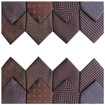 New Design Brown Ties for Men Classic Striped Floral Necktie Polyester Shirt Accessories Daily Wear Cravat Wedding Party Gravata