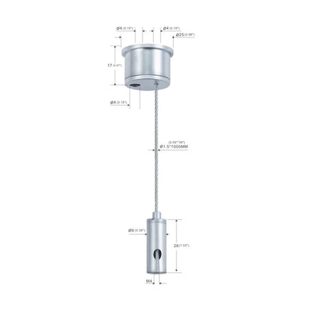 Pearl Chrome Plated LED Light Suspension Kits for Led Linear Lights Hanging