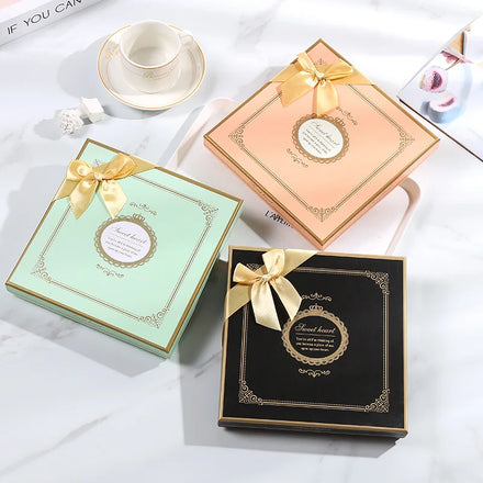 Crown Gift Box 25 Grids Empty Squares Pink Green Birthday Chocolate Box with Plastic Insert