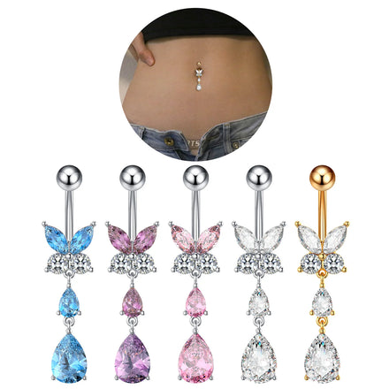 Gaby New butterfly Belly Ring Starfish Dangle Zircon Belly Piercing Red Belly Button Rings Fashion Jewelry Piercing Jewelry