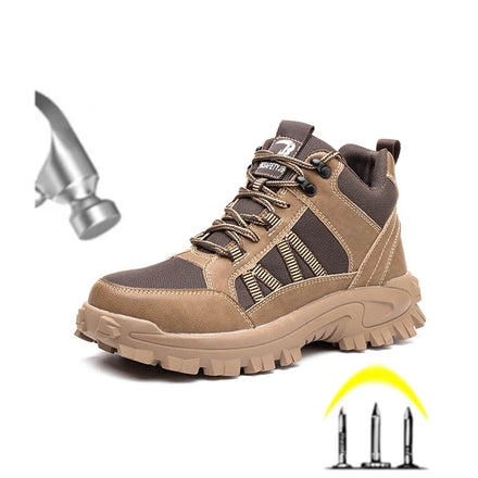 Four Season Fashion High Top Safety Boots Anti Smashing and Anti Piercing Work Shoes Lightweight Breathable Safety Boots