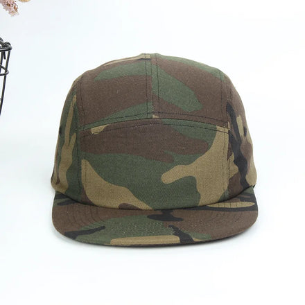 Unisex Unstructured Camouflage Sports Cap 100% Cotton Custom Embroidered Logo 5 Panel Outdoor Hat for Fishing and Travel